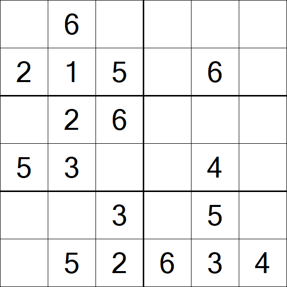 Sudoku 6x6 - Einfach