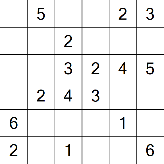 Sudoku 6x6 - Einfach