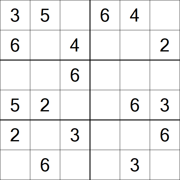 Sudoku 6x6 - Einfach