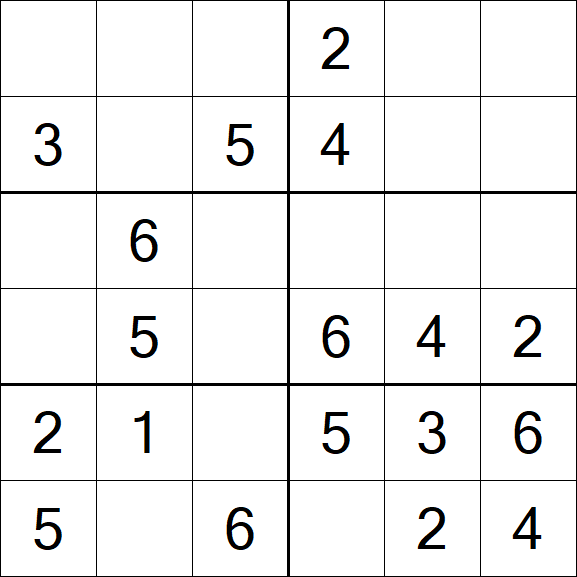 Sudoku 6x6 - Einfach