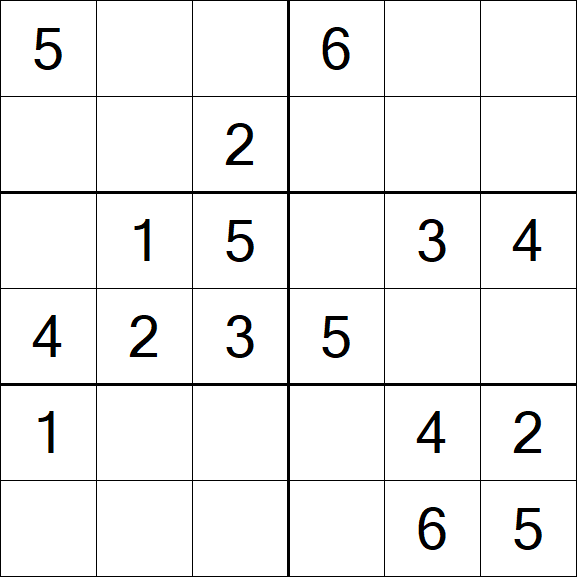Sudoku 6x6 - Einfach