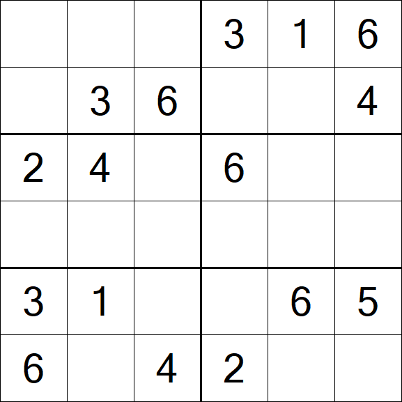 Sudoku 6x6 - Easy
