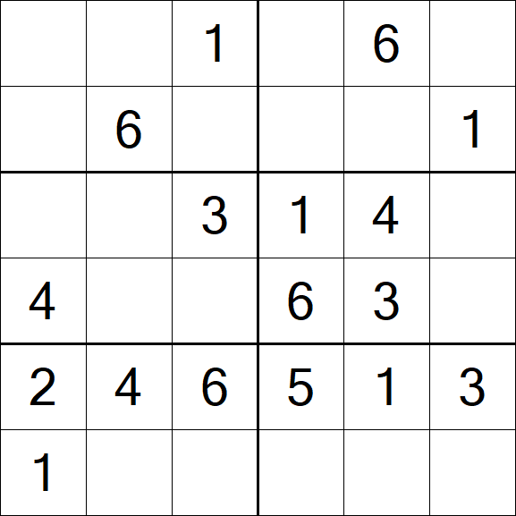 Sudoku 6x6 - Easy