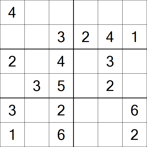 Sudoku 6x6 - Einfach