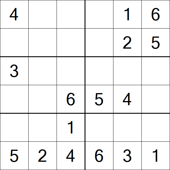 Sudoku 6x6 - Einfach
