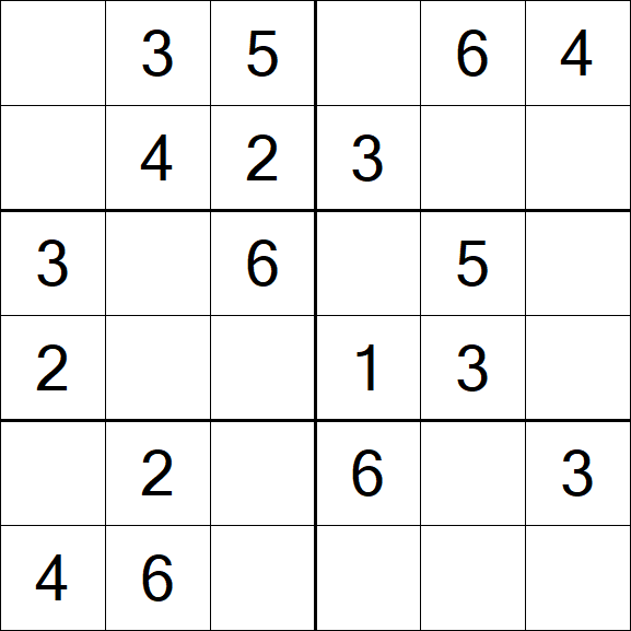 Sudoku 6x6 - Einfach
