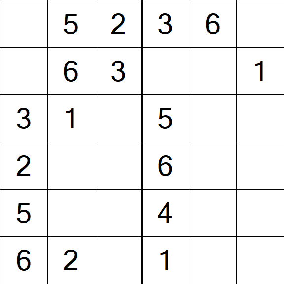 Sudoku 6x6 - Easy