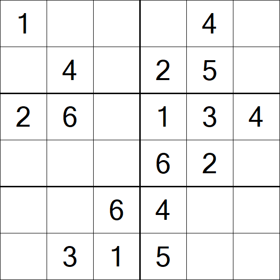 Sudoku 6x6 - Einfach