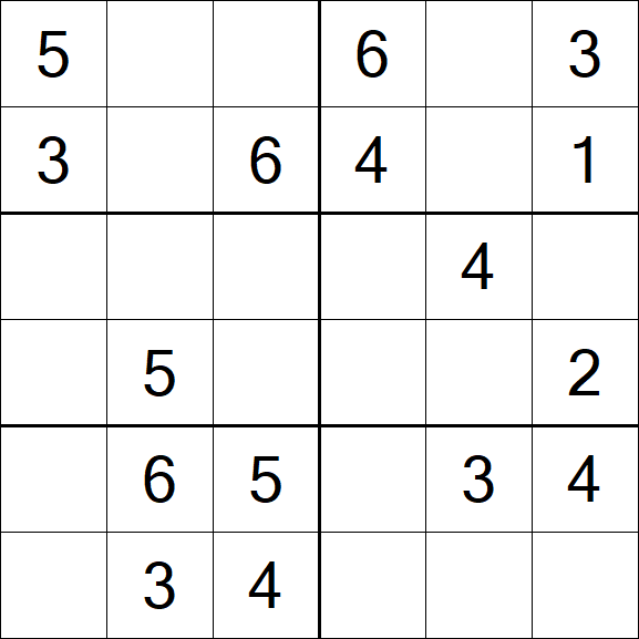 Sudoku 6x6 - Einfach