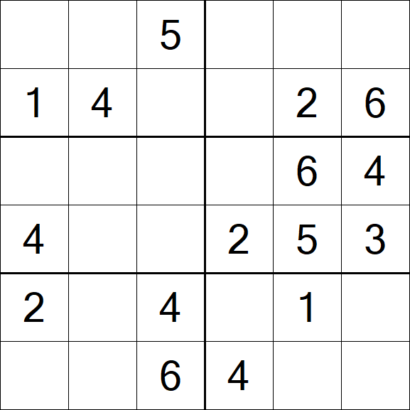 Sudoku 6x6 - Einfach
