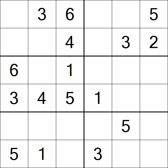 Sudoku 6x6 - Einfach