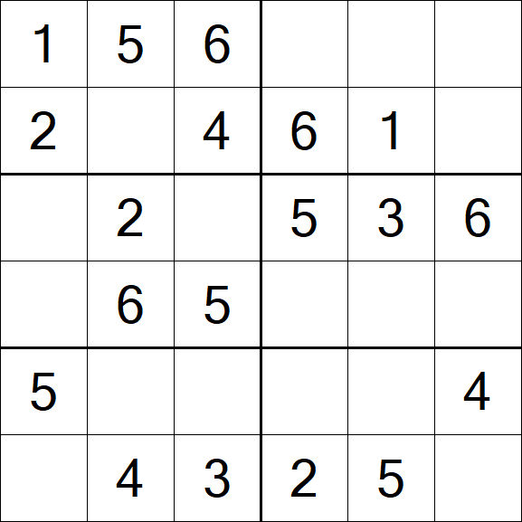 Sudoku 6x6 - Einfach