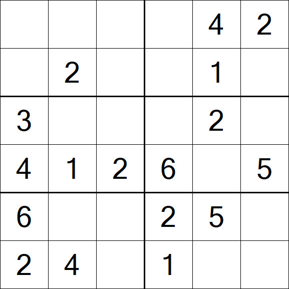 Sudoku 6x6 - Einfach