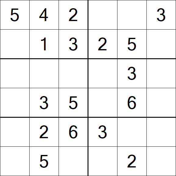 Sudoku 6x6 - Einfach