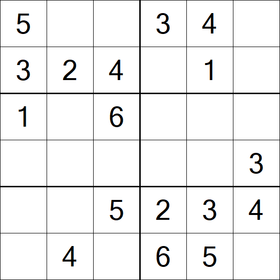 Sudoku 6x6 - Easy
