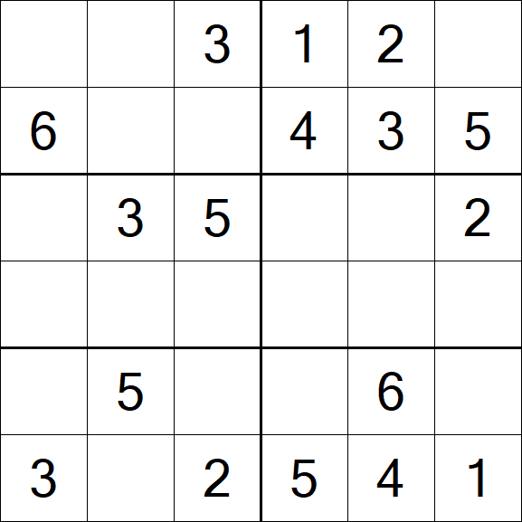 Sudoku 6x6 - Einfach