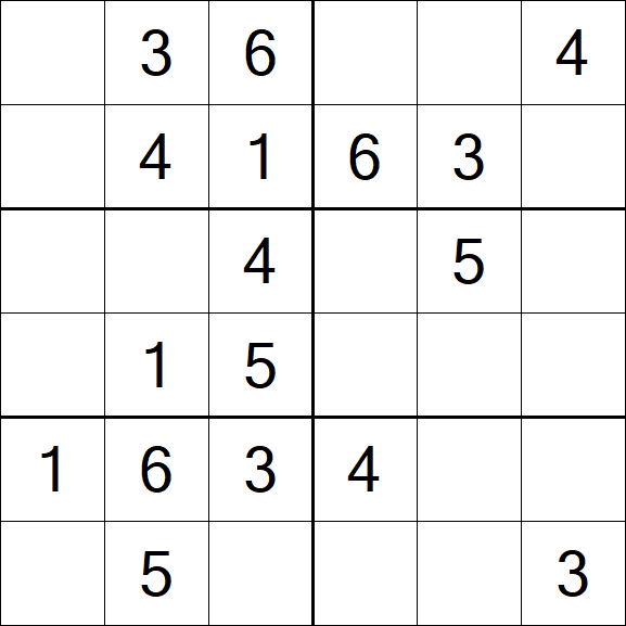 Sudoku 6x6 - Einfach
