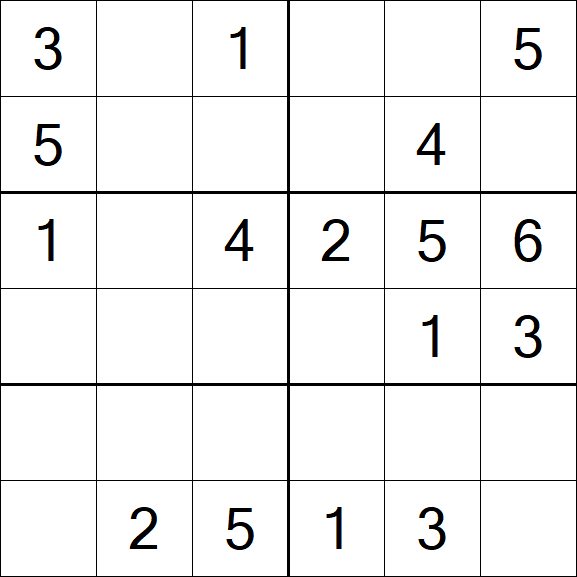 Sudoku 6x6 - Einfach