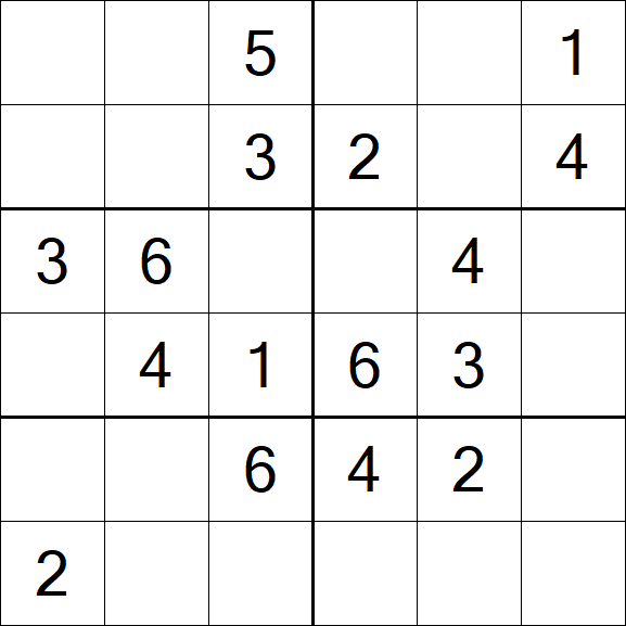 Sudoku 6x6 - Einfach