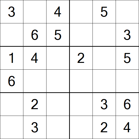 Sudoku 6x6 - Einfach