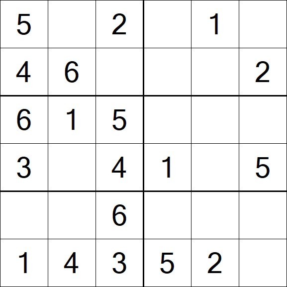 Sudoku 6x6 - Einfach