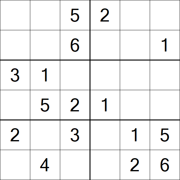 Sudoku 6x6 - Einfach