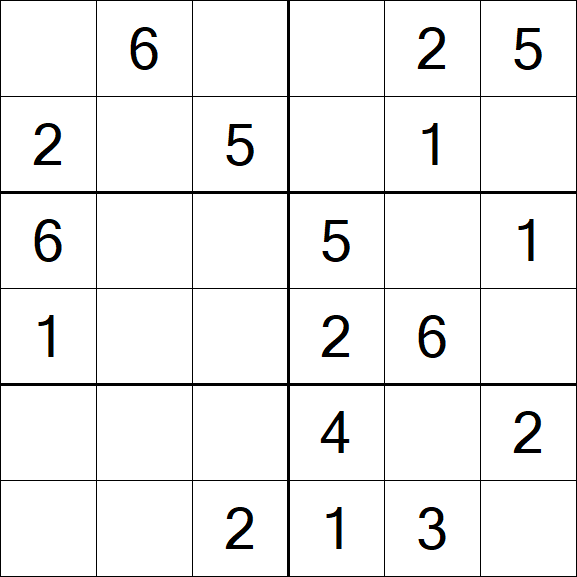 Sudoku 6x6 - Einfach