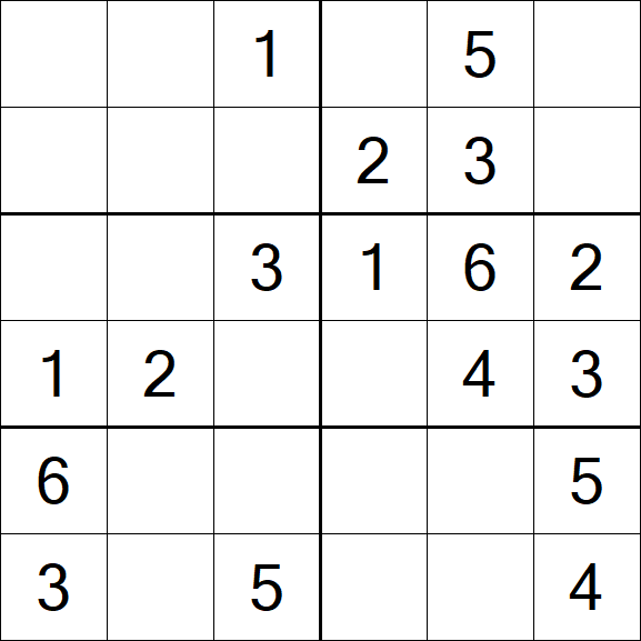 Sudoku 6x6 - Einfach