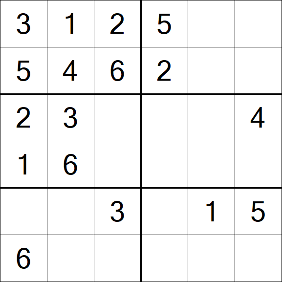 Sudoku 6x6 - Einfach