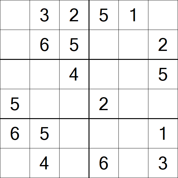 Sudoku 6x6 - Einfach