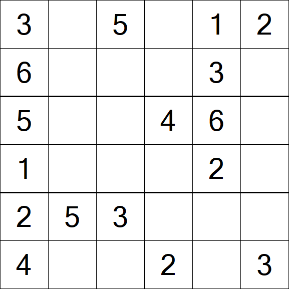 Sudoku 6x6 - Einfach