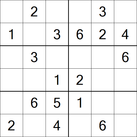 Sudoku 6x6 - Einfach