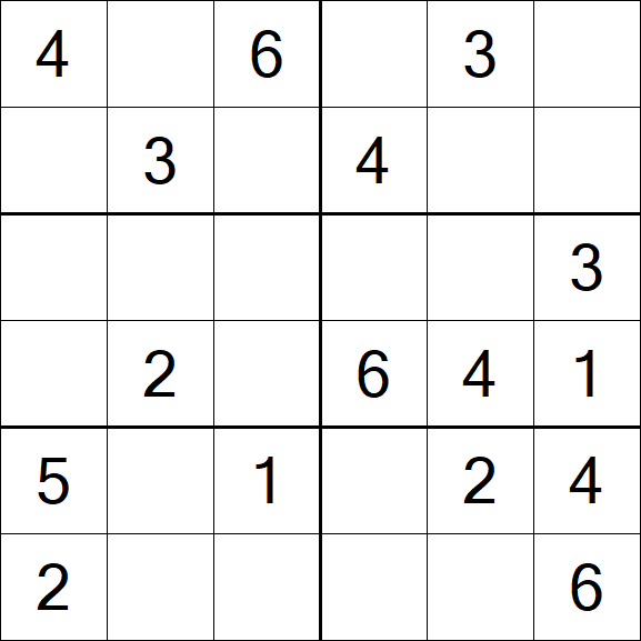 Sudoku 6x6 - Einfach