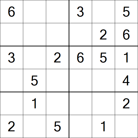 Sudoku 6x6 - Einfach