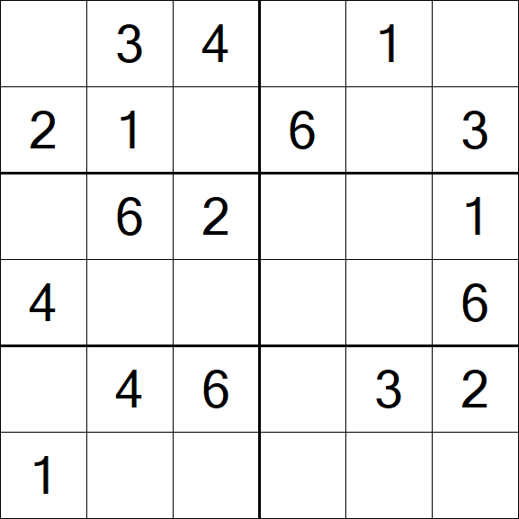 Sudoku 6x6 - Easy