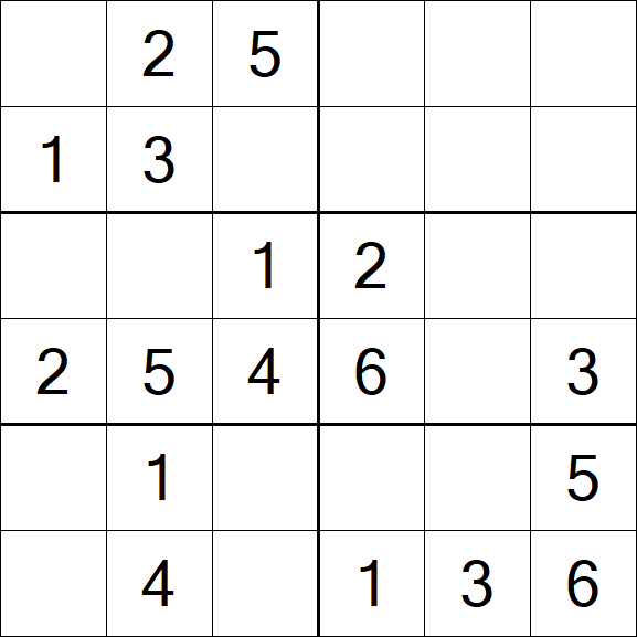 Sudoku 6x6 - Einfach