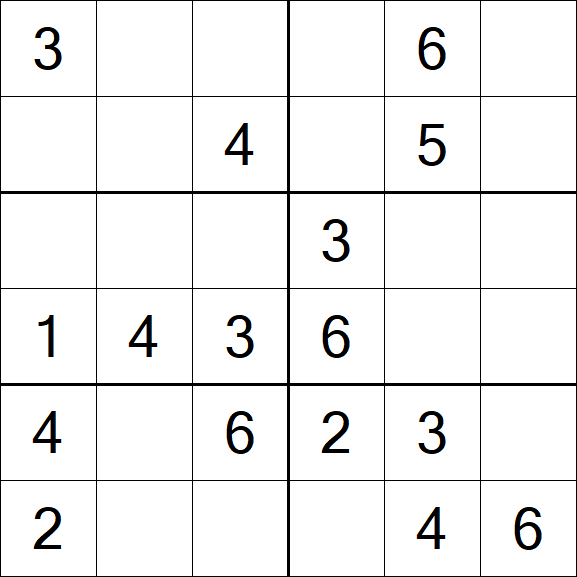 Sudoku 6x6 - Easy
