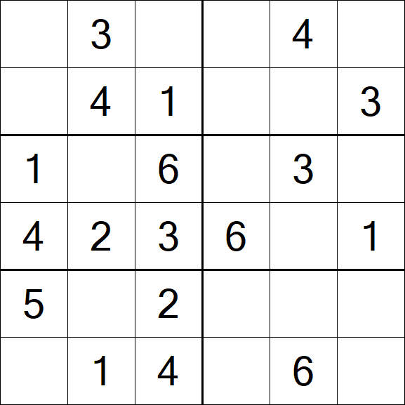 Sudoku 6x6 - Easy