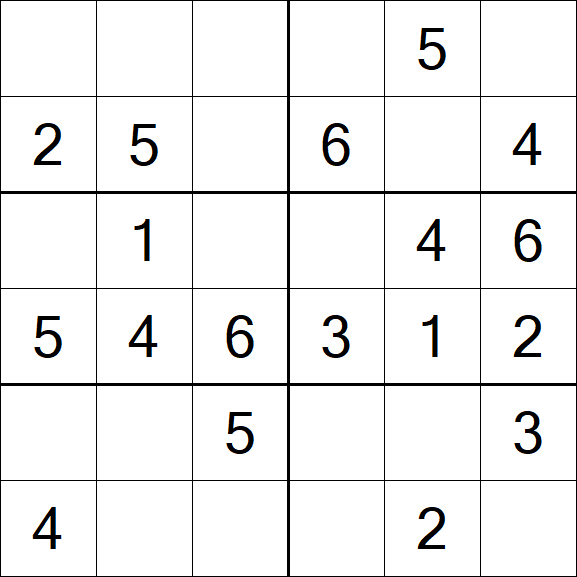 Sudoku 6x6 - Easy