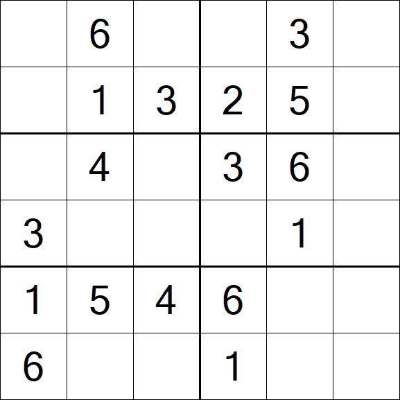 Sudoku 6x6 - Easy