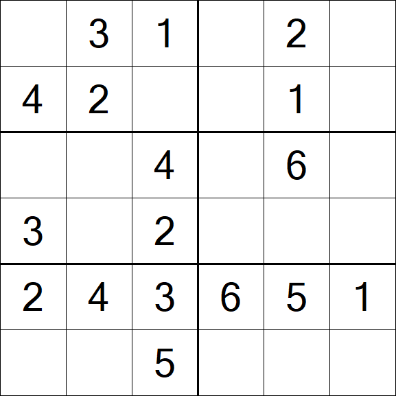 Sudoku 6x6 - Easy