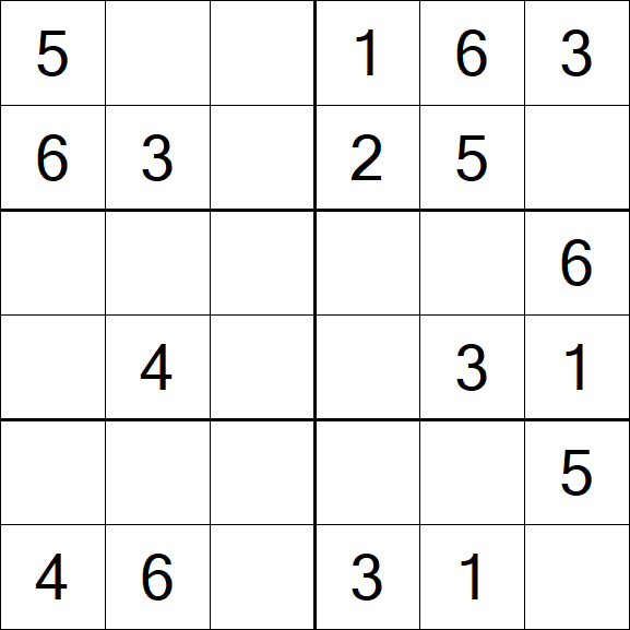 Sudoku 6x6 - Easy