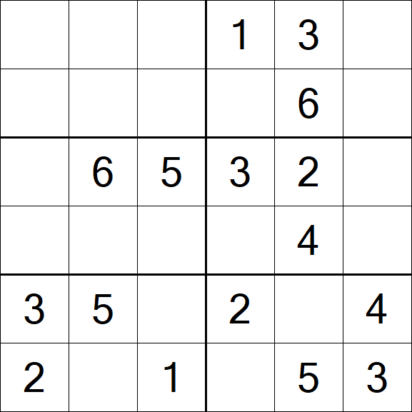 Sudoku 6x6 - Fácil