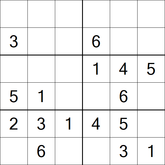 Sudoku 6x6 - Fácil