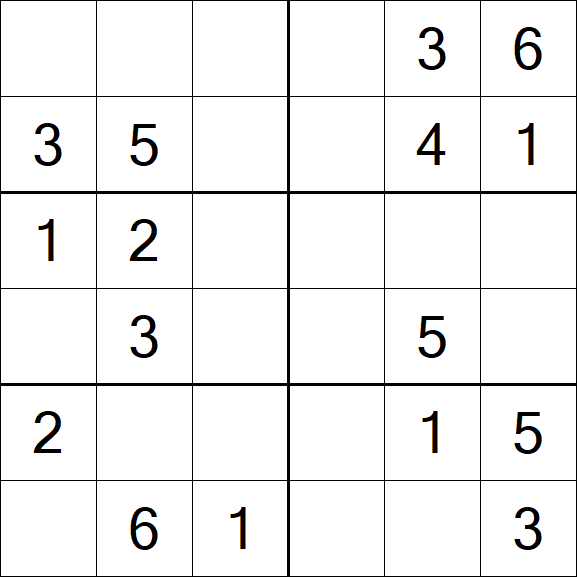 Sudoku 6x6 - Fácil