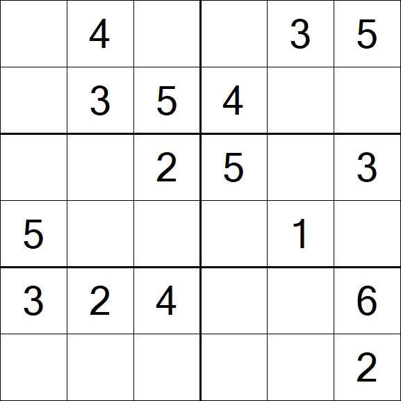 Sudoku 6x6 - Fácil