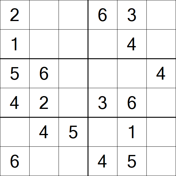 Sudoku 6x6 - Fácil