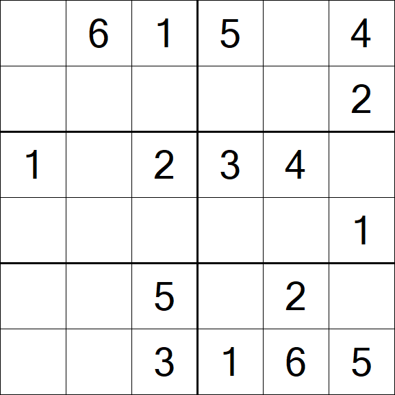 Sudoku 6x6 - Fácil