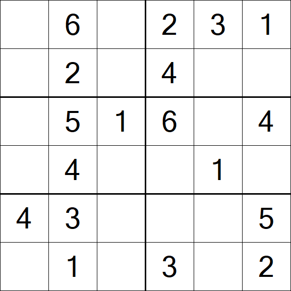 Sudoku 6x6 - Fácil