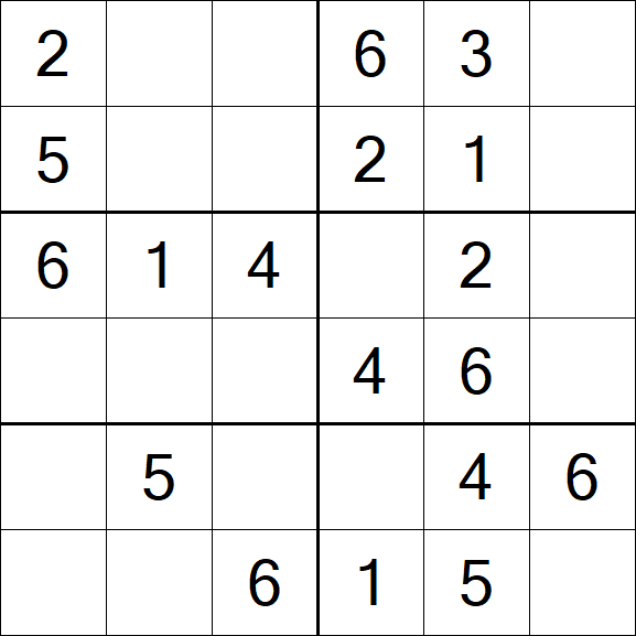 Sudoku 6x6 - Fácil